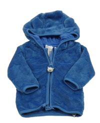 Modrá chlupatá propínací mikina s kapucí Ergee