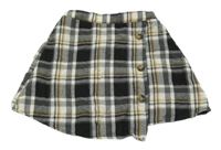 Černo-šedo-hnědá kostkovaná zavinovací sukně Shein