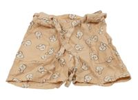 Růžové plátěné kraťasy s králíky a páskem