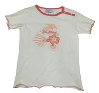 Smetanové tričko s palmou a květem