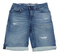 Modré riflové regular kraťasy s prošoupáním Jack & Jones