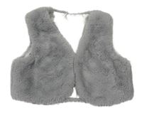 Šedá kožešinová podšitá crop vesta