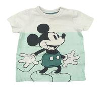 Bílo-mintové tričko s Mickeym C&A
