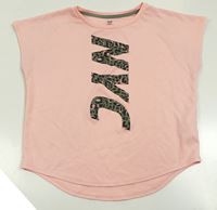 Světlerůžové sportovní funkční tričko s nápisem H&M