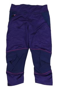 Fialovo-tmavomodré sportovní crop legíny 