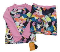 2 set - Růžovo-černo-barevné UV triko + UV kraťasy zn. St. Bernard