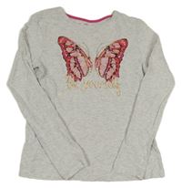 Šedé melírované triko s motýlkem Yd.