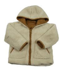 Smetanová huňatá podšitá propínací mikina s kapucí Nutmeg