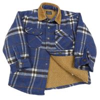 Tmavomodrá kostkovaná zateplená košilová bunda Next
