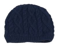 Tmavomodrá vzorovaná podšitá pletená čepice George