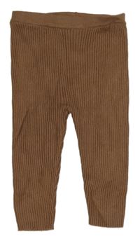 Hnědé žebrované pletené legíny F&F