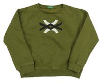Khaki mikina s logem Benetton