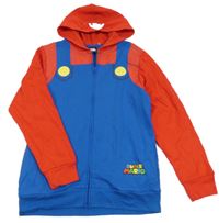 Modro-červená propínací mikina s kapucí - Mario 