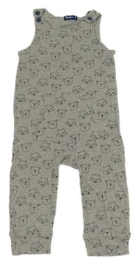 Šedé žebrované laclové tepláky s medvědy 