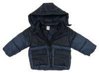 Tmavomodrá šusťáková zimní bunda s kapucí H&M