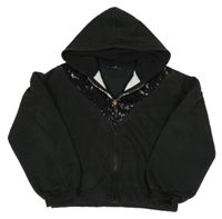 Černá crop propínací mikina s flitry a kapucí George