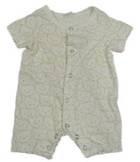 Bílý vzorovaný kraťasový overal s medvědy shein