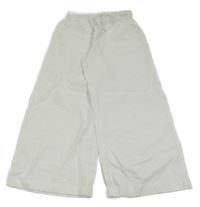 Bílé široké lněné kalhoty H&M