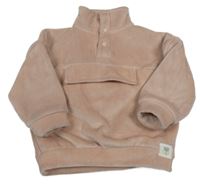 Světlerůžová žebrovaná plyšová zateplená mikina George