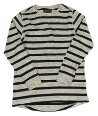 Šedo-černé pruhované žebrované triko Next