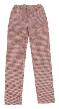 Růžovo-bílé vzorované plátěné skinny kalhoty Tommy Hilfiger