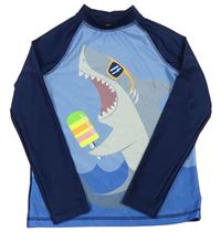 Modro-tmavomodré UV triko se žralokem zn. H&M