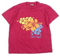 Tmavorůžové tričko s květy