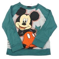Šedo-zelené triko s hvězdami a Mickeym zn. Disney