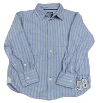 Modro-bílo-černá pruhovaná košile s číslem H&M