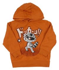 Oranžová mikina s mývalem a kapucí C&A