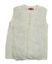 Bílá svetrová vesta s kožešinovým prvkem Yd.