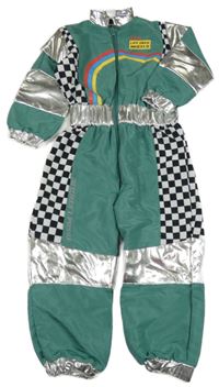 Kostým - Zeleno-černo-bílý overal s kostkovanými prvky a nápisem Zara