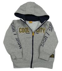 Šedá propínací mikina s nápisy a kapucí Kiki&Koko