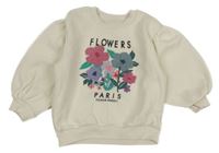 Smetanová mikina s květy a nápisy Nutmeg