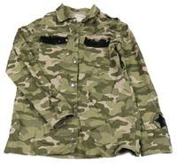 Khaki-béžová army riflová bunda s flitry 