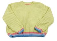 Žluto-modro-růžový žinylkový svetr M&S