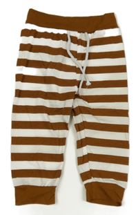 Bílo-hnědé pruhované tepláky 