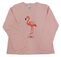 Světlerůžové triko s plameňákem 