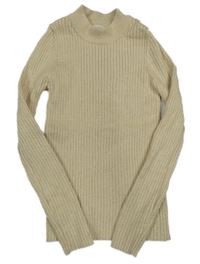 Béžovo-zlatý žebrovaný třpytivý svetr Primark