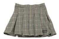 Béžovo-černo-starorůžová kostkovaná skládaná sukně Primark