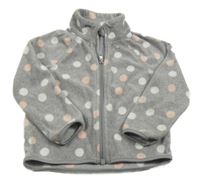 Šedo-bílo-růžová puntíkatá fleecová propínací mikina H&M