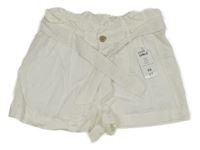 Nové - Bílé lehké lněné kraťasy s páskem Pep&Co