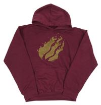 Vínová mikina s plameny a kapucí 