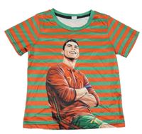 Červeno-zelené pruhované tričko - Ronaldo 
