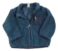 Tmavomodrá huňatá podšitá bunda H&M