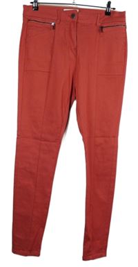 Dámské červené skinny elastické kalhoty Next vel. 14L