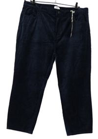 Nové - Dámské tmavomodré sametové kalhoty 