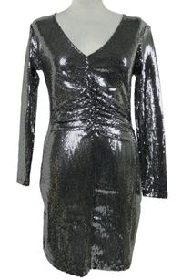 Dámské stříbrné vzorované šaty MNG 