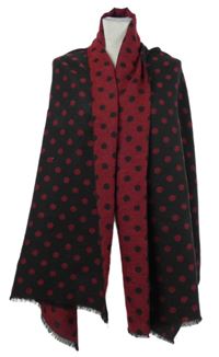 Dámská černo-vínová puntíkovan šála 