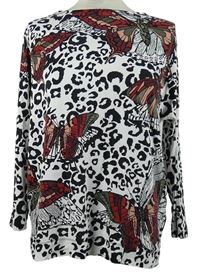 Dámské bílo-černé vzorované triko s motýlky Gerry Weber